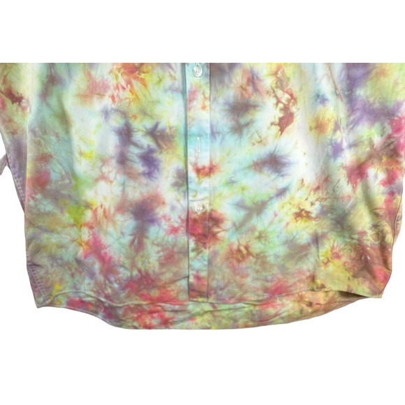 Axxa Men Size 16.5 Button Up Shirt Multicolor Oversized Mandarin Neckline Cotton - Picture 4 of 9